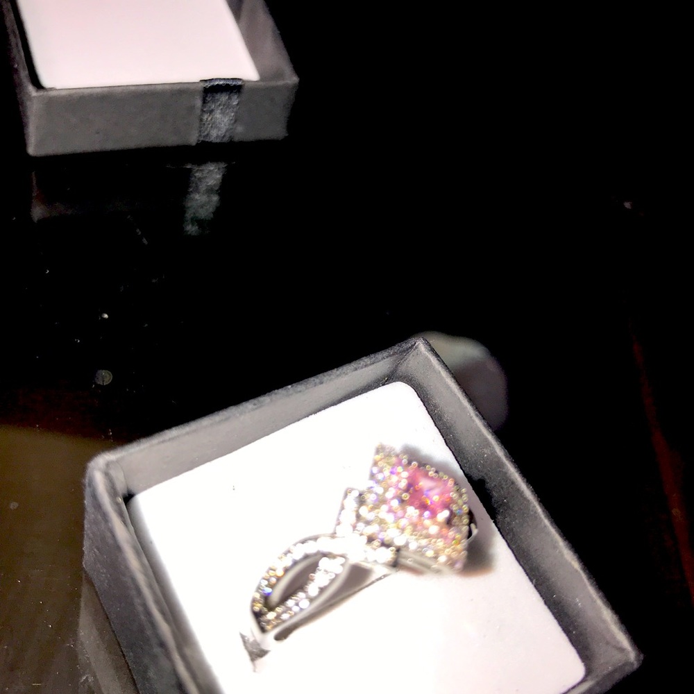 Pink size 8 Sterling and topaz ring